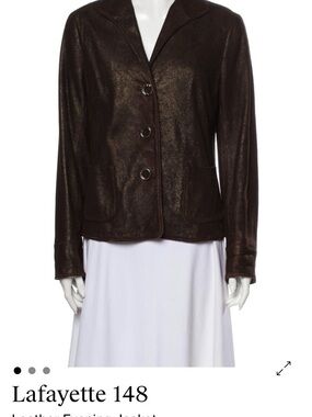 Lafayette 148 New York Dark Brown Leather Jacket